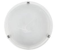 Eglo Salome Lámpara de techo de 1 foco, lámpara clásica para salón de metal y cristal de alabastro, lámpara de cocina en color cromo, blanco, para pasillo con casquillo E27, diámetro 30 cm