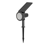 EGLO Sambuco Lámpara solar led para exteriores, lámpara de exterior con estaca, foco solar de jardín controlable por mando a distancia, foco de jardín de plástico negro, blanco cálido, RGB, IP44