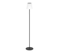 Eglo Scordiano Lámpara solar de pie, con batería, con interruptor de cadena, inalámbrica para interior y exterior, acero negro, plástico blanco, blanco cálido frío, IP44