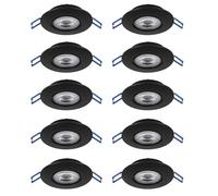 Eglo set de 10 focos LED empotrables Cedrez, Ø 9 cm, spots de techo extra planos, con interruptor DIP, plástico negro, luz cálida, neutra y fría