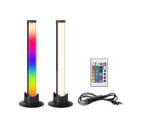 Eglo set de 2 luces LED para habitación gaming, lámpara de mesa con efectos de color, decoración para fiestas, control musical, mando a distancia, USB, luz cálida y RGB, negro