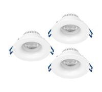 Eglo set de 3 focos empotrables Salabate, Ø 8,8 cm, spots de techo para baño, aluminio blanco, luz cálida, neutra, fría, IP65