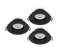 Eglo Set de 3 focos empotrables Salabate, Ø 8,8 cm, spots de techo para baño, aluminio negro, luz cálida, neutra, fría, IP65