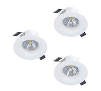 Eglo set de 3 focos empotrables Saliceto, spots de techo regulables, redondos de aluminio blanco, luz cálida, Ø 8,8 cm