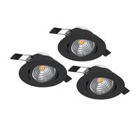 Eglo Set de 3 focos empotrables Saliceto, spots de techo regulables, redondos de aluminio negro, luz neutra, Ø 8,8 cm