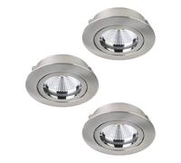 Eglo set de 3 focos empotrables Tedo 1, aluminio fundido en níquel mate | 3 luces con casquillo GU10, LED incluido, regulable por pasos, foco plano y orientable, Ø 8 cm