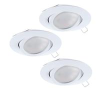 Eglo Set de 3 focos empotrables Tedo, conjunto de spots de fundición de aluminio en blanco, 3 luminarias empotrables con casquillo GU10, bombillas LED incluidas, spot plano y orientable, Ø 8 cm