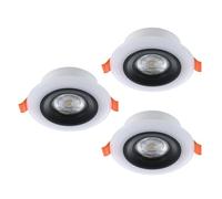 Eglo set de 3 focos LED empotrables Calonge RGB, spot techo plano con mando, regulable, plástico negro-blanco, cambio de color, blanco cálido-frío, Ø 9,8 cm