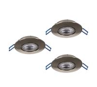 Eglo Set de 3 focos LED empotrables Cedrez, Ø 9 cm, spots de techo extra planos, con Dip Switch, plástico plateado, luz cálida, neutra y fría