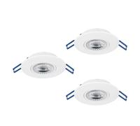 Eglo Set de 3 focos LED empotrables Cedrez, Ø 9 cm, spots de techo extra planos, regulables con Dip Switch, plástico blanco, luz cálida, neutra y fría