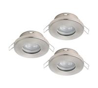 Eglo set de 3 focos LED empotrables Favazzina, spots redondos de techo, halógenos planos de metal en plata, con bombillas GU10, luz cálida, Ø 8,5 cm