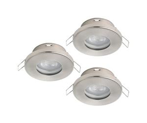 Eglo set de 3 focos LED empotrables Favazzina, spots redondos de techo | halógenos planos de metal en plata, con bombillas GU10, luz cálida, Ø 8,5 cm