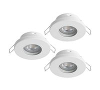 Eglo Set de 3 focos LED empotrables Favazzina, spots redondos, plafones metálicos blancos, incluye bombillas GU10, luz cálida, Ø 8,5 cm