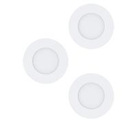 Eglo Set de 3 focos LED empotrables Fueva 1, Ø 8,5 cm, conjunto de spots LED de fundición metálica y plástico, 3 luces empotrables LED en blanco, focos LED empotrables planos, luz cálida