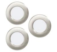 Eglo set de 3 focos LED empotrables Fueva 5, Ø 8,6 cm, acero y plástico, 3 luces LED en níquel mate, blanco, plano, profundidad 26 mm, luz cálida