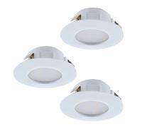 Eglo Set de 3 focos LED empotrables Pineda, conjunto de 3 luces LED de plástico en blanco, focos empotrables LED planos, set de focos LED luz cálida, Ø 7,8 cm
