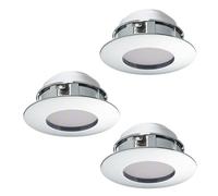 Eglo Set de 3 focos LED empotrables Pineda, conjunto de spots LED | de plástico, 3 luces empotrables LED en color cromado, focos LED empotrables planos, set de focos LED luz cálida, Ø 7,8 cm