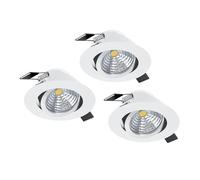 Eglo Set de 3 focos LED empotrables Saliceto, regulables, redondos y planos, aluminio blanco, luz neutra, Ø 8,8 cm