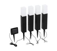 Eglo Set de 4 luces solares de jardín Z_Solar, faroles con pincho para suelo, lámparas solares exteriores, lámparas de jardín de plástico negro y blanco, luz fría