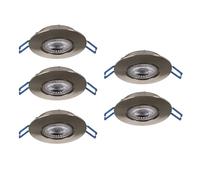 Eglo Set de 5 focos LED empotrables Cedrez, Ø 9 cm, spots de techo extra planos, con Dip Switch, plástico plateado, luz cálida, neutra y fría