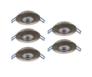 Eglo Set de 5 focos LED empotrables Cedrez, Ø 9 cm, spots | de techo extra planos, con Dip Switch, plástico plateado, luz cálida, neutra y fría