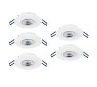 Eglo set de 5 focos LED empotrables Cedrez, Ø 9 cm, spots de techo extra planos, con interruptor DIP, plástico blanco, luz cálida, neutra y fría