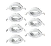 Eglo Set de 7 focos empotrables Agulo, luces de techo giratorias | spots redondos sin bombillas, acero blanco, casquillo GU10, Ø 8,6 cm