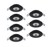 Eglo Set de 7 focos LED empotrables Cedrez, Ø 9 cm, spots de techo extra planos, con Dip Switch, plástico negro, luz cálida, neutra y fría