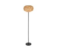 Eglo Sheldon Lámpara de pie estilo bohemio para salón, de metal, color negro, con pantalla de papel rafia, casquillo E27, 153,5 cm