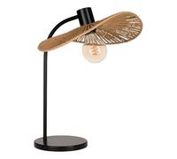 Eglo Siruela Lámpara de mesita noche estilo bohemio, decoración para habitaciones, dormitorio, metal en negro y papel natural, casquillo E27, altura 46,5 cm