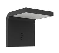 EGLO Spiante Lámpara de pared led para exteriores, lámpara solar para uso exterior con sensor de movimiento, lámpara solar de exterior de plástico negro, iluminación exterior IP44