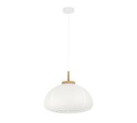 Eglo Summerhill Lámpara de techo colgante sobre mesa de comedor, estilo japonés, metal, madera y papel blanco, certificado FSC, casquillo E27, 55 cm de diámetro
