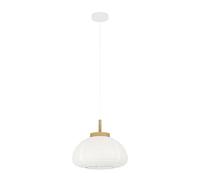 Eglo Summerhill Lámpara de techo colgante sobre mesa de comedor, estilo japonés, metal, madera y papel blanco, certificado FSC, casquillo E27, 40 cm de diámetro