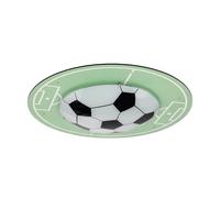 Eglo Tabara Lámpara de techo para habitación infantil, lámpara con diseño de fútbol, lámpara de pared de madera en verde, blanco, negro, con vidrio esmerilado, E27