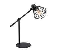 Eglo Tabillano 1, Lámpara de mesa estilo vintage, industrial, retro, de acero, color negro, lámpara con interruptor, casquillo E27