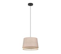 EGLO Tabley Lámpara colgante con 1 llama, adecuada para colocar encima de la mesa del comedor, fabricada con materiales naturales en lino y bambú, con portalámparas E27 y un diámetro de Ø 38 cm