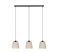 EGLO Lámpara colgante Tabley, color negro/natural, 89 cm, tela, 3 luces.