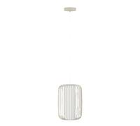 EGLO Terrarosa Lámpara colgante, adecuada para colocar encima de la mesa del comedor, fabricada en metal de color arena y tejido en color blanco, con portalámparas E27, Ø 24 cm