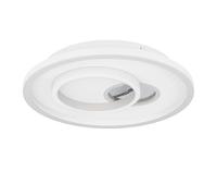 Eglo Tiriolo Lámpara de techo, plafón, LED geométrica, de metal y plástico, en blanco y plateado, lámpara de pasillo, color de luz blanco neutro, diámetro de 38 cm