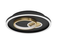 Eglo Tiriolo Lámpara de techo, plafón, LED geométrica, de metal y plástico, en negro y dorado, lámpara de pasillo, color de luz blanco neutro, diámetro de 38 cm