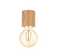 Eglo Turialdo Lámpara de techo de 1 foco, lámpara de montaje en superficie de estilo industrial, vintage, de madera y acero, lámpara de techo en color natural, negro, con casquillo E27