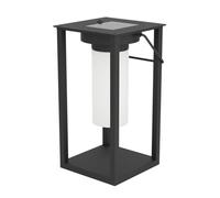 EGLO Usigni Lámpara de mesa solar led, lámpara solar para exteriores, decoración para balcón y terraza, iluminación exterior para jardín, linterna solar al para exteriores de plástico negro, IP44