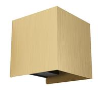 Eglo Valmontone Lámpara de pared LED interior, iluminación indirecta | doble emisión, forma de cubo, aplique de pared, para dormitorio y salón, metal, latón, color de luz blanco cálido, 10 x 10 cm