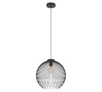 EGLO Venezuela Lámpara colgante, ideal para colocar encima de la mesa del comedor, lámpara redonda de metal negro, con casquillo E27, diámetro de 40 cm