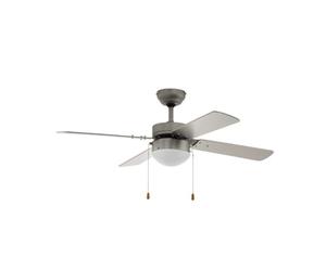 Eglo ventilador de techo Gelsina de 4 aspas con cadena de accionamiento y iluminación y funcionamiento en verano-invierno, material de las aspas MDF en plata, motor AC, diámetro 106,6cm