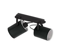 Eglo Lámpara de techo Villabate, lámpara de techo de 2 luces, clásica, foco de techo de acero y textil, lámpara de salón en negro y blanco, lámpara para cocina, focos con casquillo E27