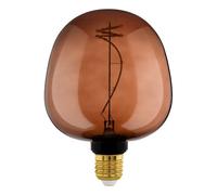 Eglo XXL Bombilla LED E27 regulable, diseño en espiral, retro, tamaño grande, color marrón coñac, 4 W, 40 lúmenes, blanco cálido, 2000 K, 18 cm de largo