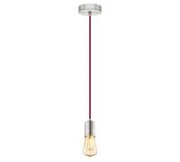 EGLO Yorth, Lámpara de techo colgante vintage industrial de acero níquel mate, cable rojo, lámpara de mesa de comedor colgante con casquillo E27