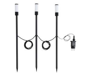 Eglo Zancaro 1 Lámpara LED de jardín con estaca, 3 piezas, con mando a distancia, lámpara de pie, aluminio en negro, plástico en blanco, blanco cálido, RGB, IP44
