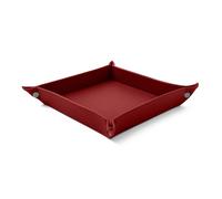eglooh - Iris - Vaciabolsillos Recibidor Piel Genuina Rojo Vivo - Organizador de Escritorio Diseño Moderno - Bandeja Decorativa Llaves, Monedas y Joyas - cm 18 x 18 - Made in Italy